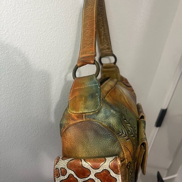 Vintage ANUSCHKA Hand-Painted Jungle Print Shoulder Bag - Picture 5 of 16